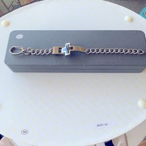 Men’s Stainless Steel Cross Bracelet 9-inch Beautiful